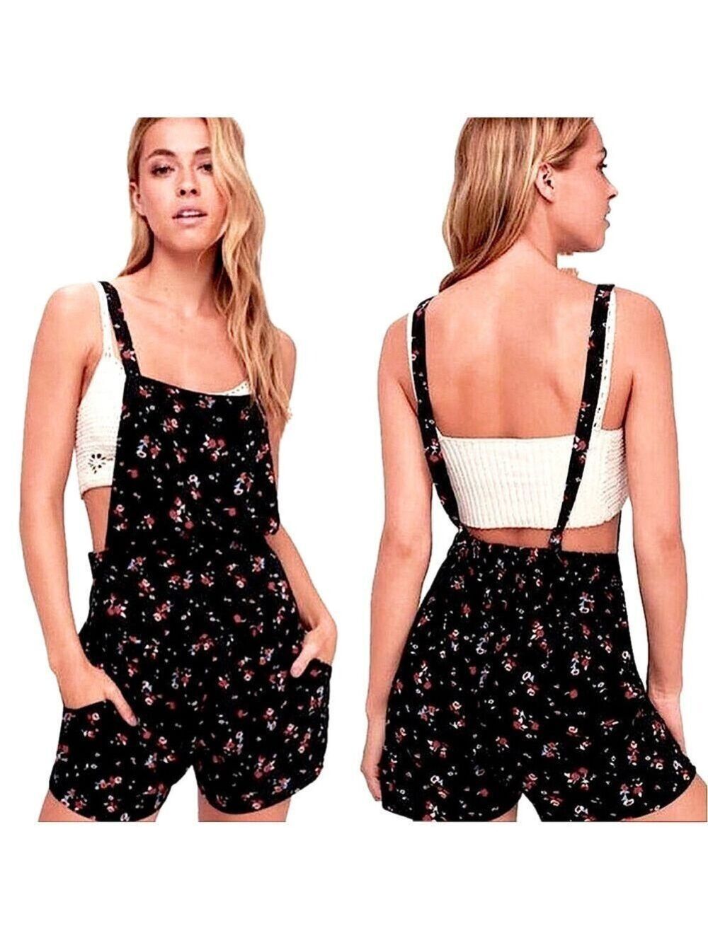 FREE PEOPLE Floral Open-Back Romper